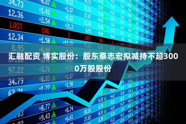 汇融配资 博实股份：股东蔡志宏拟减持不超3000万股股份