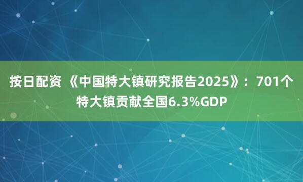按日配资 《中国特大镇研究报告2025》：701个特大镇贡献全国6.3%GDP