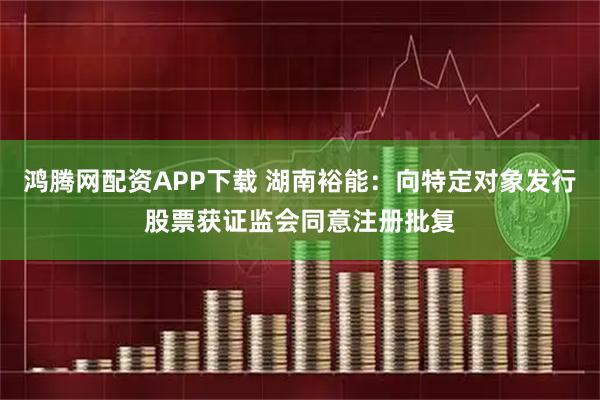 鸿腾网配资APP下载 湖南裕能：向特定对象发行股票获证监会同意注册批复